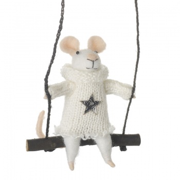 Heaven Sends Hanging Mouse on Swing Christmas Decoration