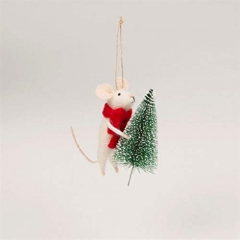 Sass and Belle Mouse with Christmas Tree Felt Decoration