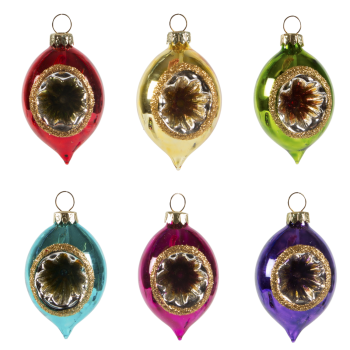 Sass and Belle Set of 6 Vintage Glass Christmas Tree Baubles