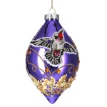 Gisela Graham Purple Glass Teardrop Christmas Decoration with Fabric and Bead Detailing