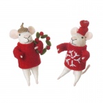 Heaven Sends Set of 2 Standing Mice Christmas  Decorations